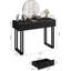 Meuble-lavabo noir 40 po avec miroir rond HD et 3 tiroirs 2 lumières-1559909055