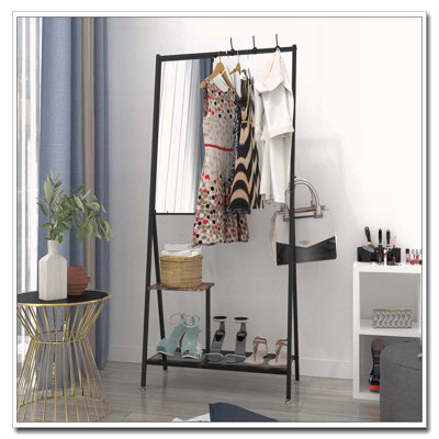 Portemanteau avec miroir, portemanteau multifonctionnel avec rangement pour chaussures