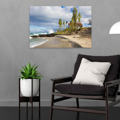 Lighthouse On The Coast Point Betsie Lighthouse Lake Michigan Benzie County Frankfort Michigan USA by Richard Day - Wrapped Canvas Print