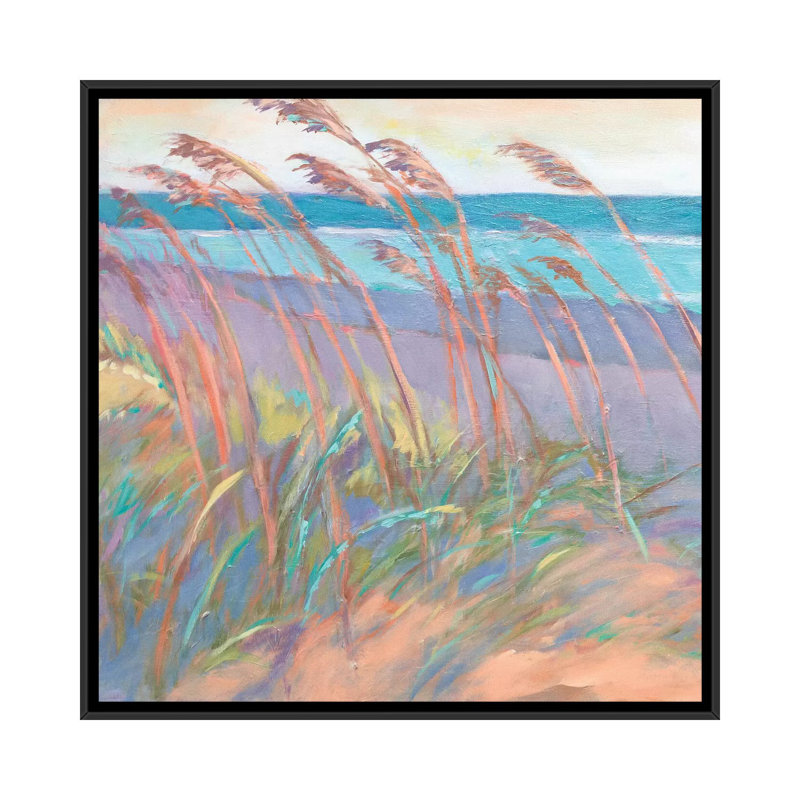 «Dunes at Dusk I», reproduction d'aquarelle sur toile, H 18 po x l 18 po x P 1,5 po, Toile avec cadre noir, Pas de tapis