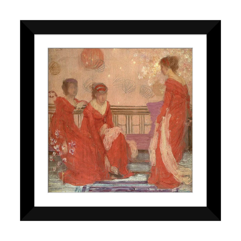 Harmonie en couleur chair et rouge - reproduction d'art murale - papier d'art encadré, 16 po x 16 po, Papier encadré, Noir