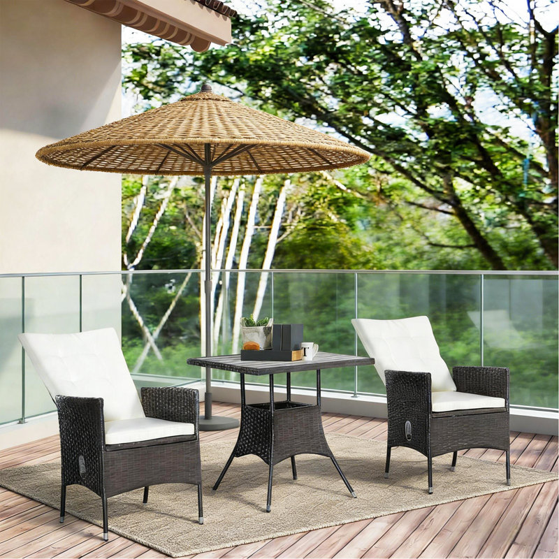 Ensemble de meubles en rotin de style élégant, ensemble bistro de patio 3 pièces