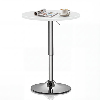 Valencia Holton Adjustable Height Round Bar Table Bistro Pub Table With Sturdy Metal Base And MDF Top For Dining Room, Kitchen, Or Patio
