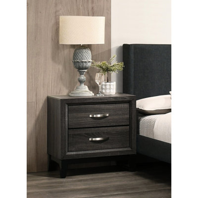 Table de chevet 2 chambres en chêne gris rustique et en bois de chêne massif élégant
