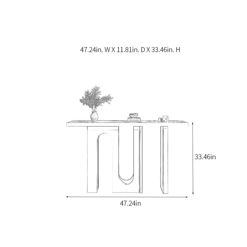 Console Modern Minimalist Art, Noir, noir, noir, noir, H 33,46 po x l 47,24 po x P 11,81 po