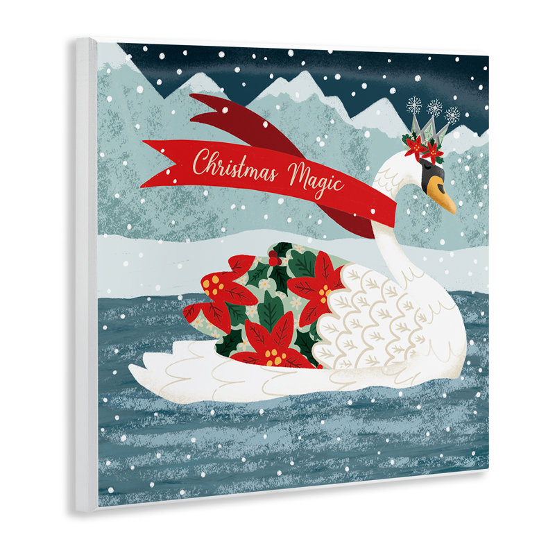 Plaque de Noël «Christmas Magic Enchanted Swan», design par Jilly Jack Designs