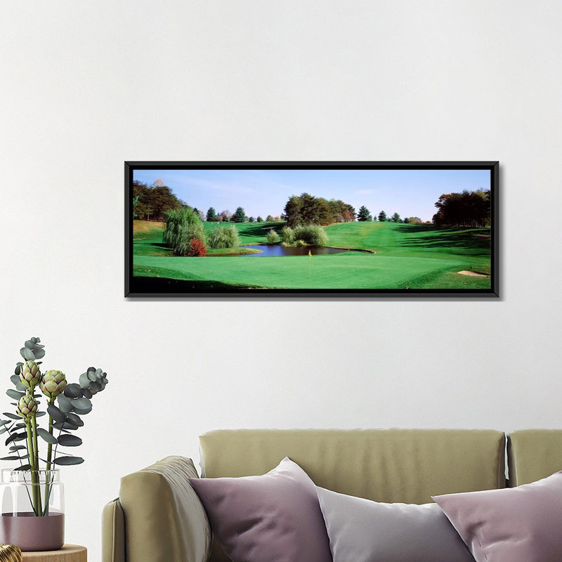 Étang panoramique sur un terrain de golf, Baltimore Country Club, Baltimore, Maryland, États-Unis - reproduction d'art sur toile tendue