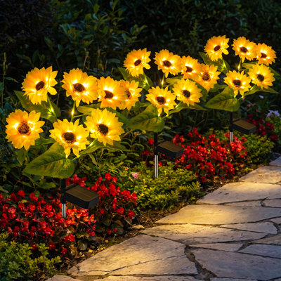 Lumières solaires tournesol solaire, décoration de jardin d'extérieur à DEL