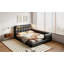 Grand lit plateforme tapissier avec 2 lampes de lecture