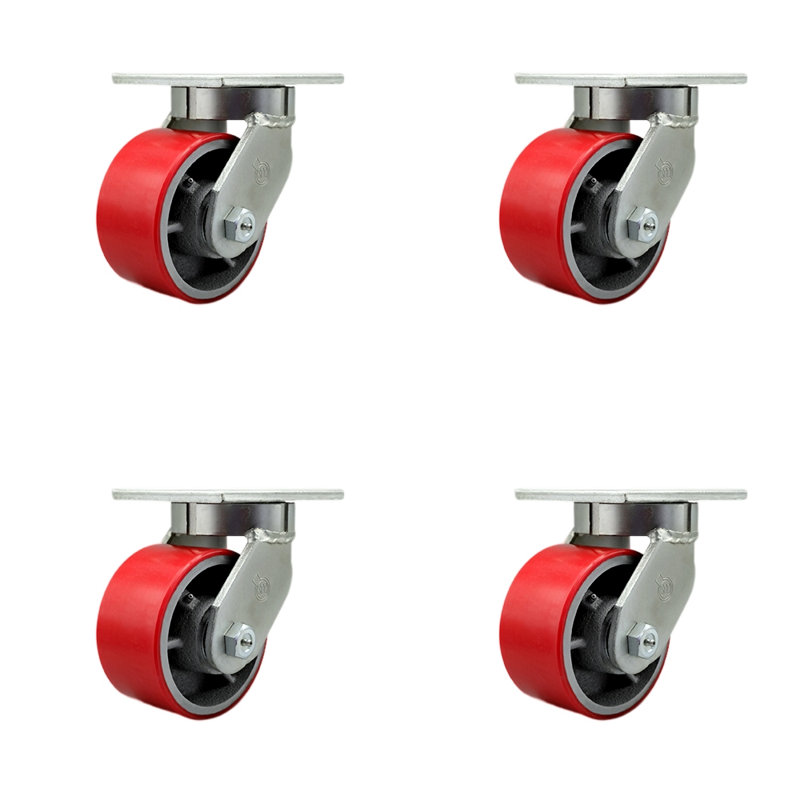 Ensemble de 4 roulettes pivotantes très robustes en poly sur roulettes