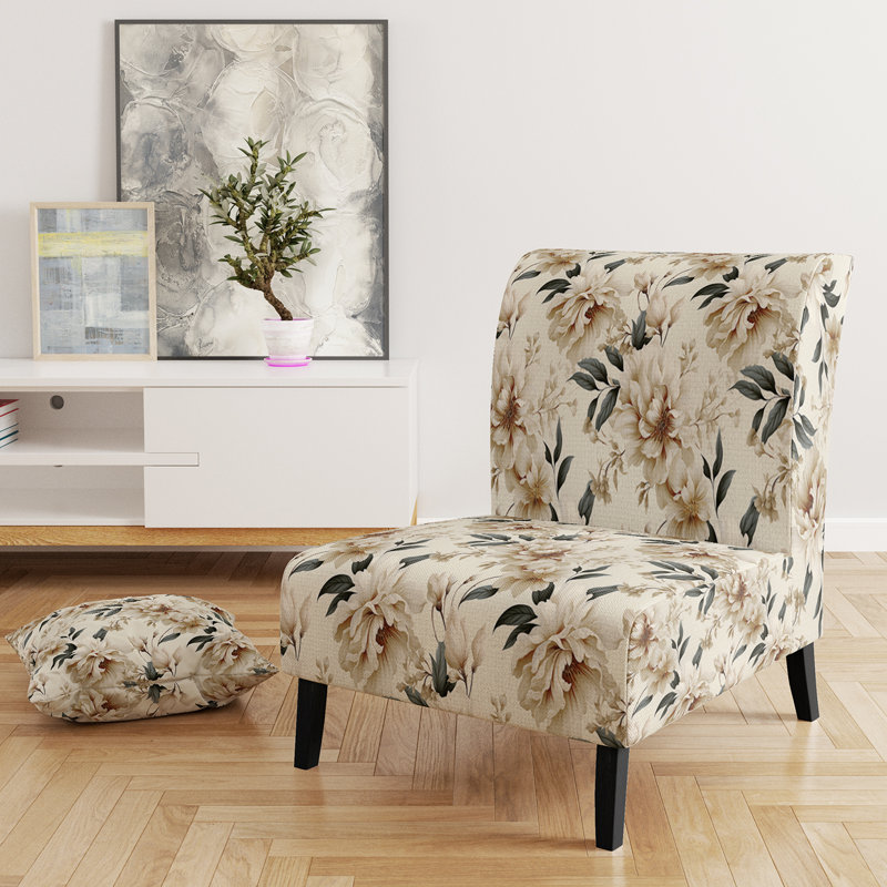 Rustic Victorian Brocade Victorian Motif - Chaise d'appoint de chalet rembourrée à motif floral