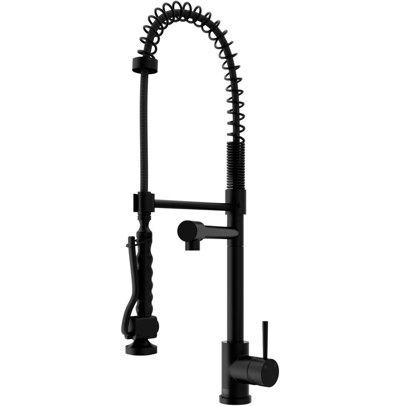 Robinet de cuisine rétractable à 1 poignée H 27 po Zurich, Noir mat