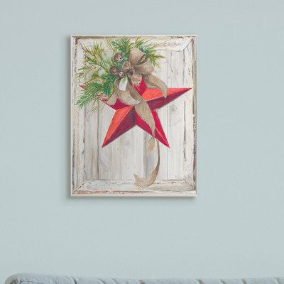 «Rustic Winter Red Star Barn Wood» par Patricia Pinto - reproduction d'art
