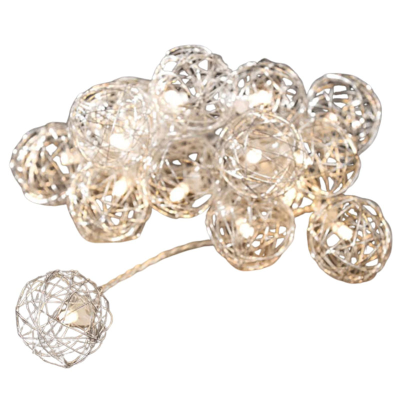  10 LED Wire Ball String Light – 3ft Flexible Silver Copper Wire with 12 inch Lead, Mini Decorative Fairy Lights for Bedroom, Table, and Event Decor (Warm White)