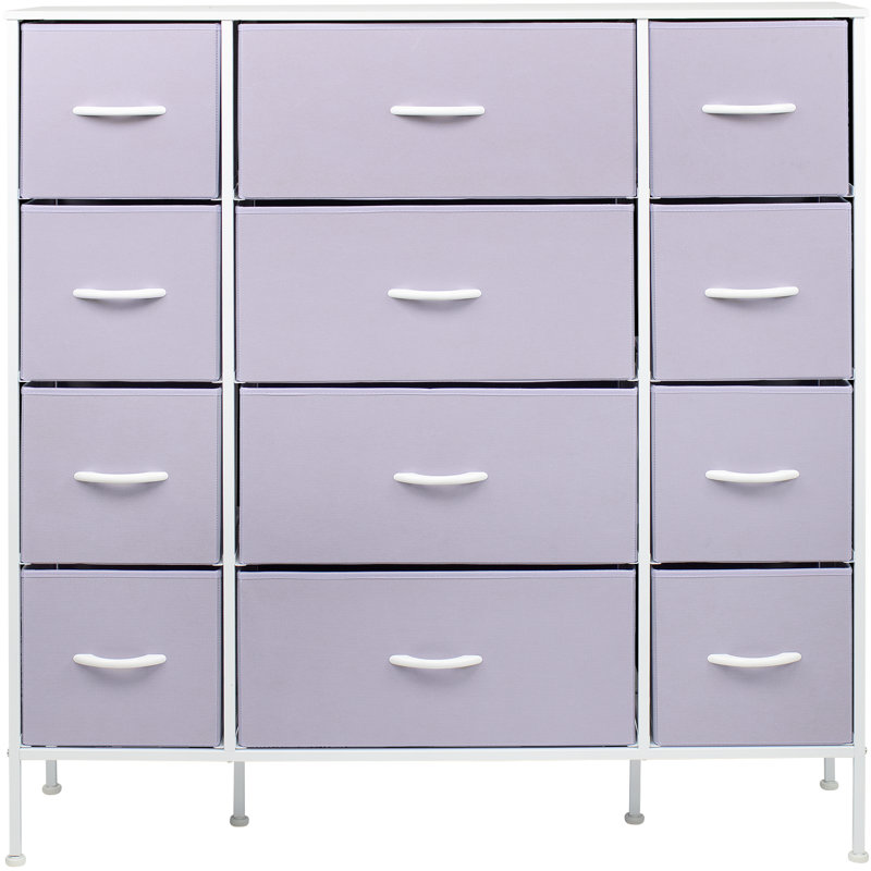 Commode 12 tiroirs l 46,5 po, Mauve