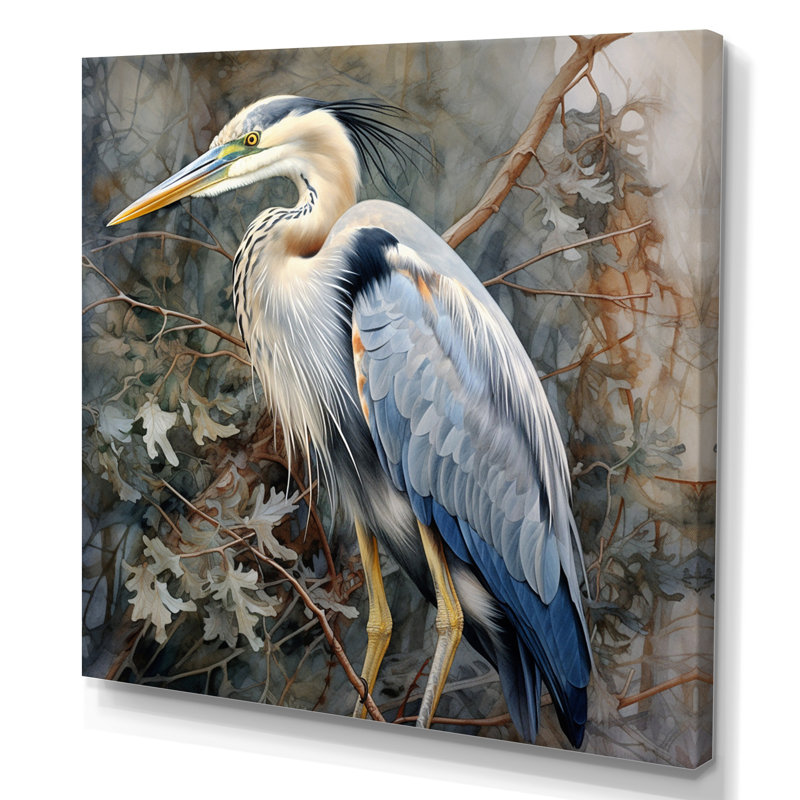 Graceful Heron Waterbird I - Heron, impressions encadrées, H 24 po x l 24 po x P 1 po, Toile tendue