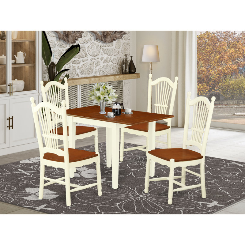 L'ensemble 5 pièces de table de salle à manger moderne comprend une table rectangulaire en bois avec Dropleaf et 4 chaises de cuisine, babeurre et cerise
