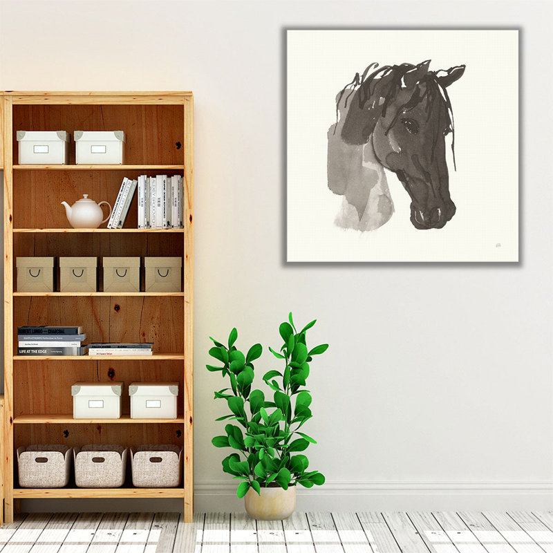 «Horse Portrait I Black and White», reproduction d'art sur toile, H 16 po x l 16 po