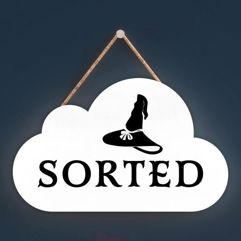 Witch Sorted Wooden Cloud Plaque, 6.2cm H x 10cm W x 0.5cm D, White