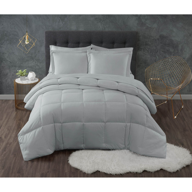 Twin Gray Down Alternative Microfiber Comforter Set