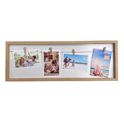 Ebern Designs 8" X 24" Picture Frame With String And Wooden Clips