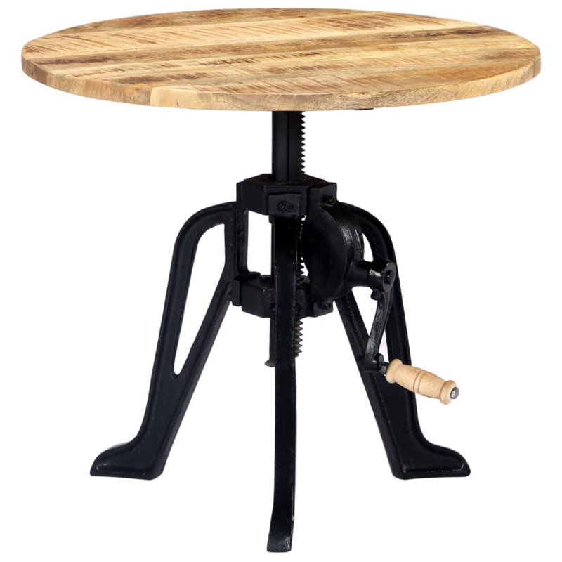 Table d'appoint en bois de manguier massif et fonte 23,6 po, Brun clair, H 24,8 po x l 23,6 po x P 23,6 po