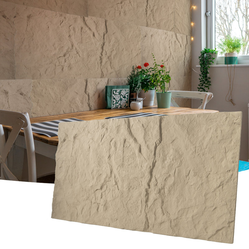 24" x 48" 3D Wall Paneling,PU Wall Panels for Interior Wall Decor in Stone Yellow (4-pack)