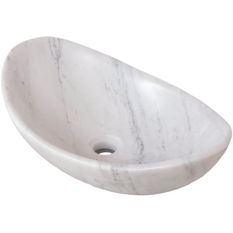 Novatto 19.5'' White Marble Oval Bathroom Sink
