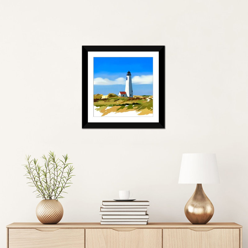 « phare scène iv », impression sur toile, H 24 po x l 24 po x P 1 po, Papier d'art encadré noir, Blanc