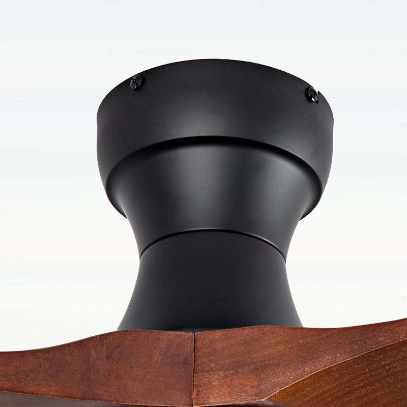 Ventilateur de plafond de 42 po avec lumière, conception encastrée à profil bas, 3 pales en bois massif, 6 vitesses, rotation réversible, silencieux, intérieur et extérieur
