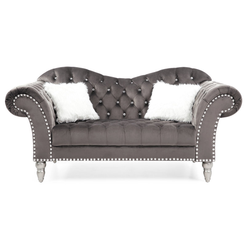 Causeuse Elliot Wilshire B1831ECCCB784396B8B314B04A7575E4, Velours gris velours