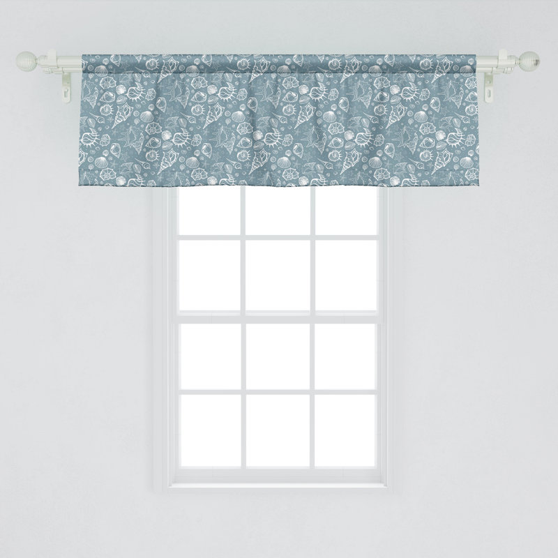 Ensemble de 2 cantonnières Ambesonne motif coquillages bleu gris blanc, L 54 po x L 18 po