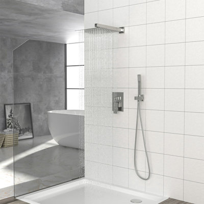 Pomme de douche double - Système de douche carré mural de 10 pouces avec valve brute