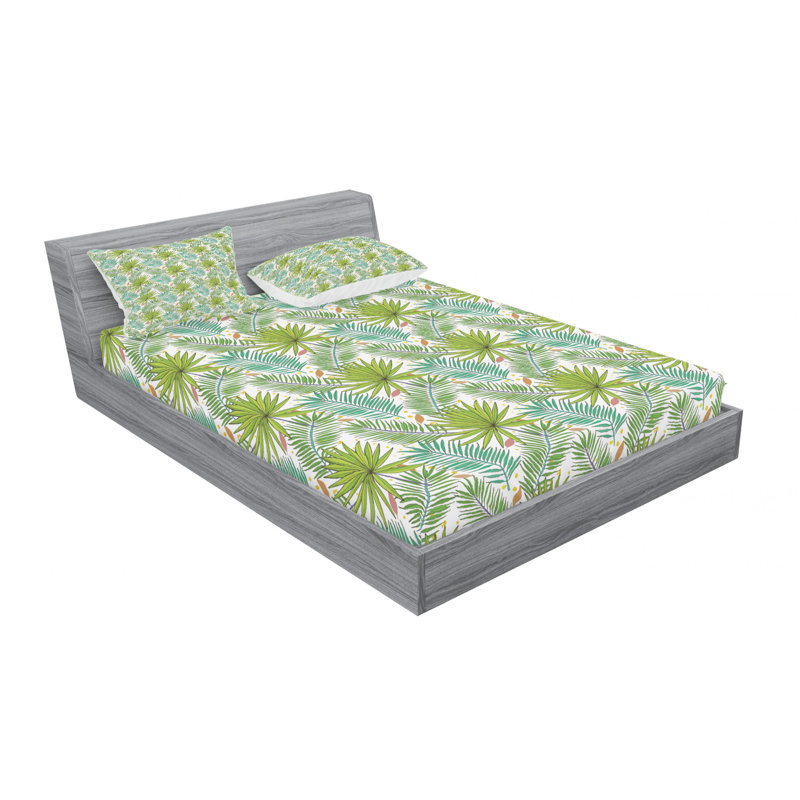 Microfiber Floral Sheet Set, Queen Sheet Set with Fitted Sheet