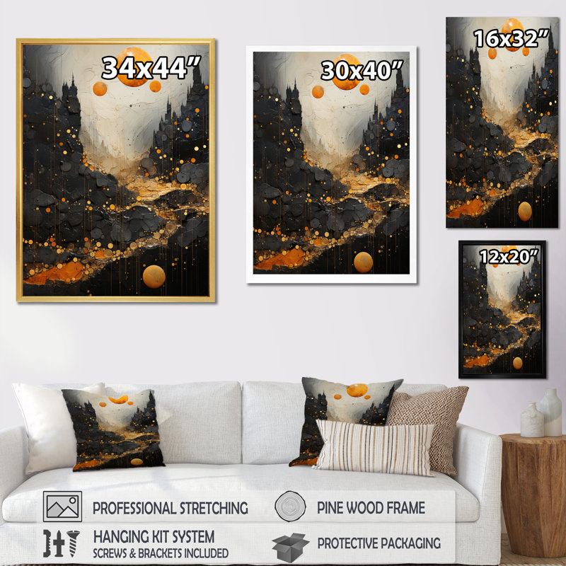 Art mural sur toile Asteroids, H 32 po x l 24 po x P 1 po, Cadre flottant noir