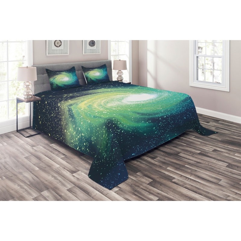 Galaxy Modern & Contemporary Polyester Coverlet, Queen Bedspread + 2 Shams