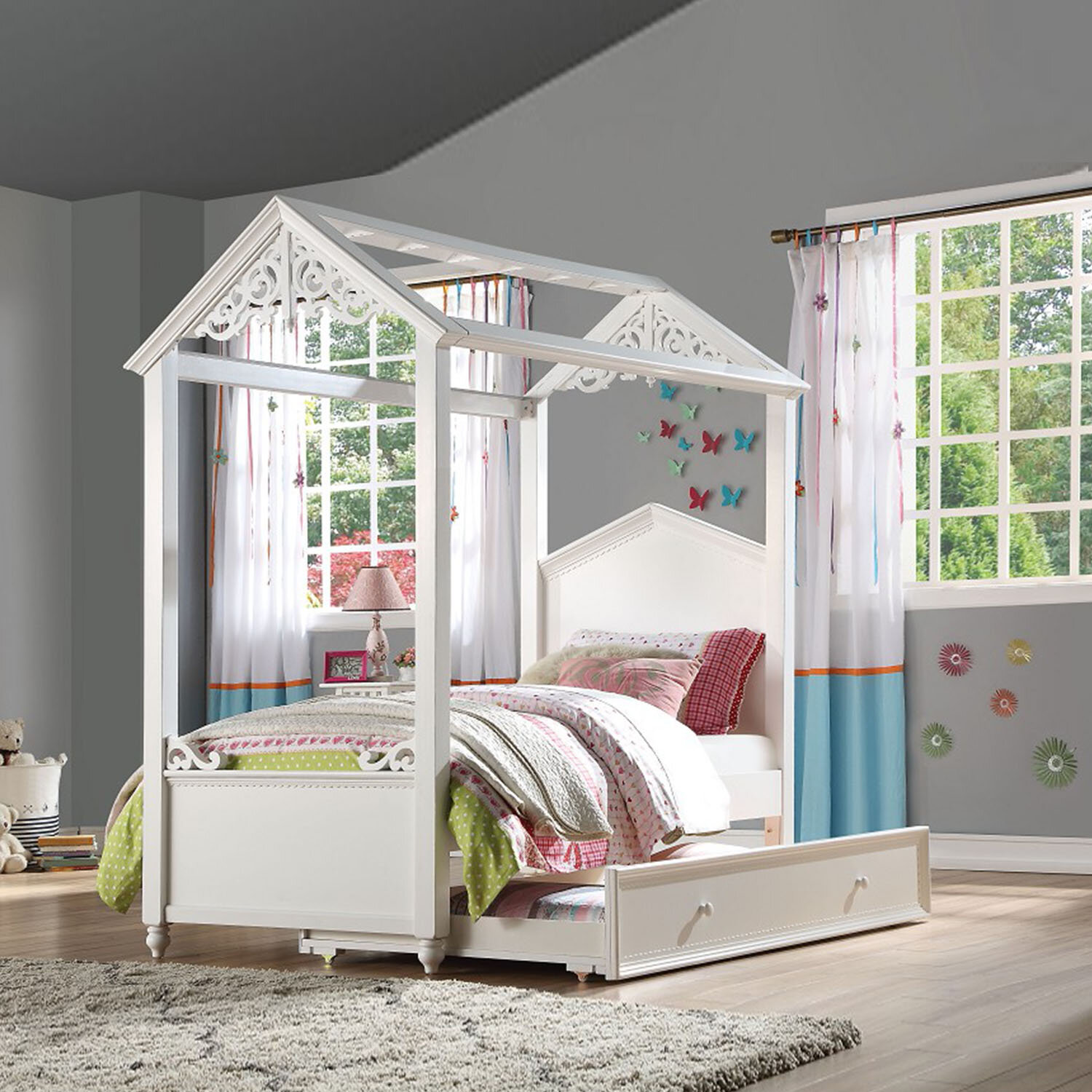 Kids twin canopy sales bed