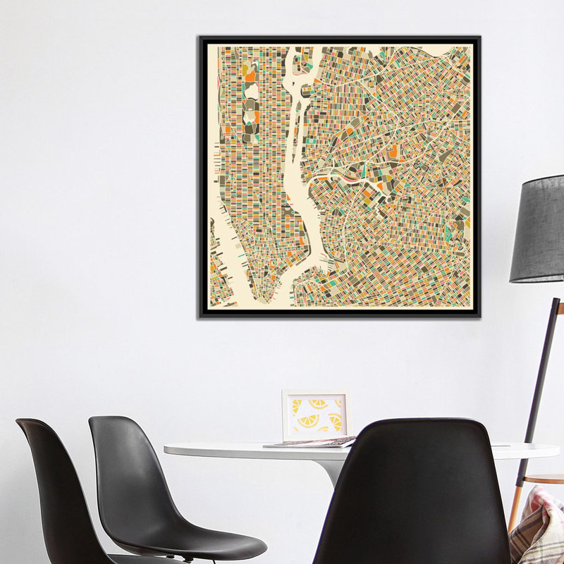 Jazzberry bleu - Impression sur toile, H 18 po x l 18 po x P 1,5 po, Toile avec cadre noir, Pas de tapis