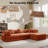 Boneless 106.3" L-Shaped Cloud Sectional Sofa with Oversized Chaise.Modern Convertible Lounge Chair, Corduroy Fabric, Square Platform Design with Metal Frame, Floor Sofa Bed with Fixed-Shape Frame,Living Room Seating with Armrest  Orange-1112998376