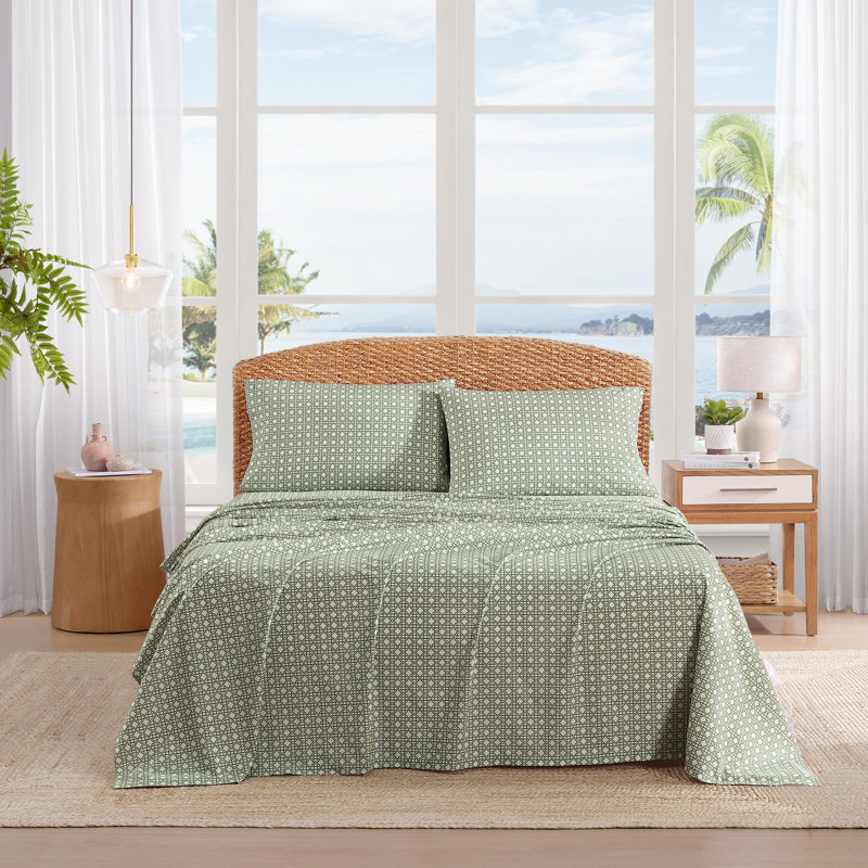 Ensemble de draps Tommy Bahama, King, Trellis Texture Green