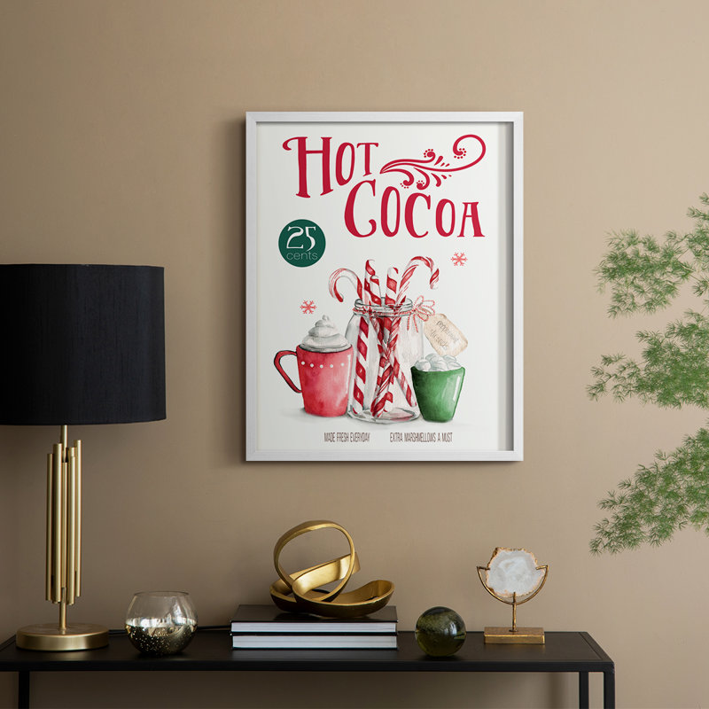 Hot Cocoa Framed Print - Solid Wood, 11" H x 9" W, White