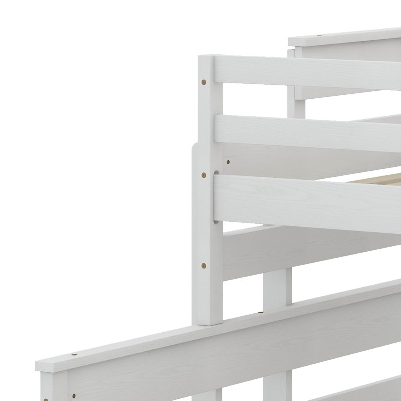 Lit simple superposé au-dessus de grand lit en bois avec échelle Wood