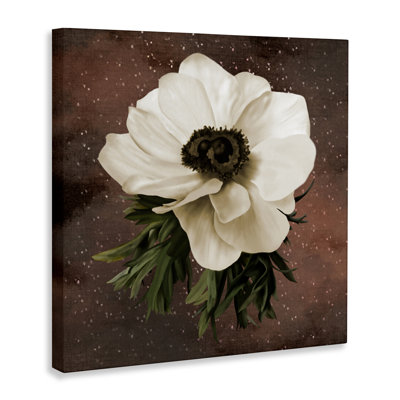 Anémone sur toile brune, design par Jennifer Stith