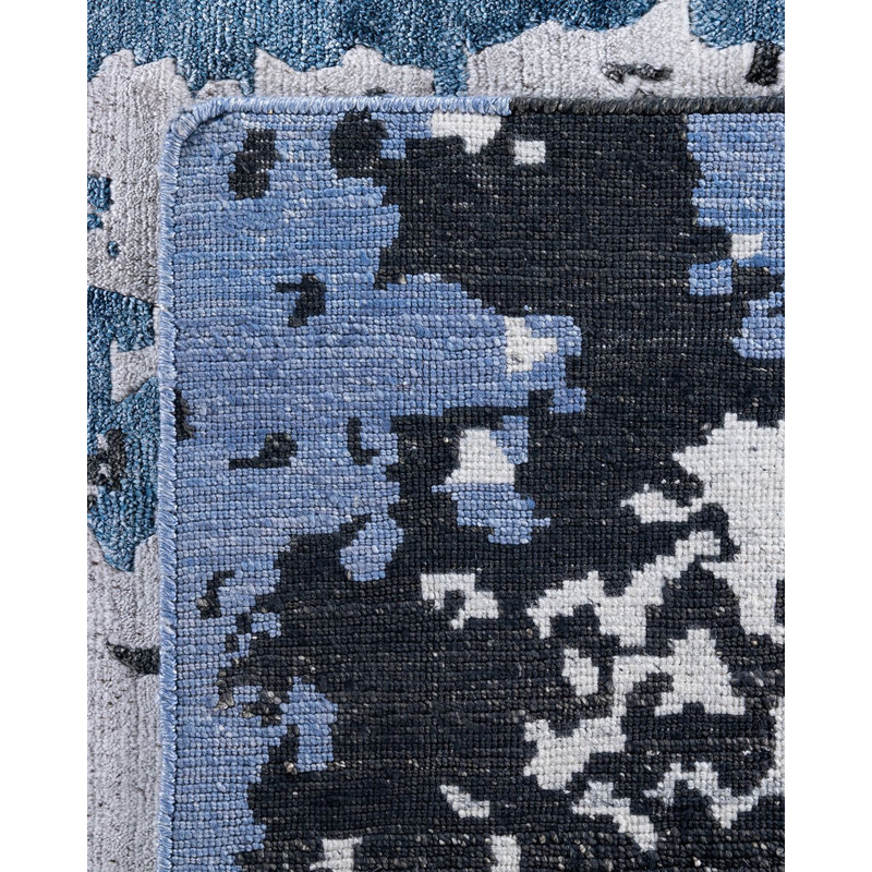 Tapis moderne noué à la main de conception unique - gris, 9 pi 1 po x 12 pi 1 po Modern