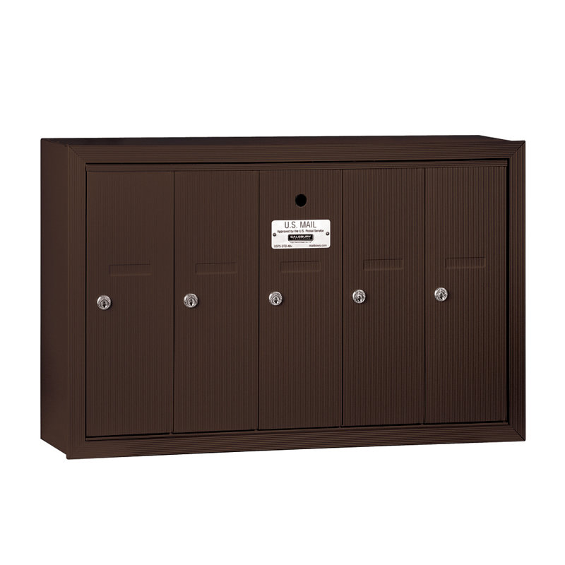 Boîte aux lettres verticale multi-unités à charge avant 5 portes, Bronze