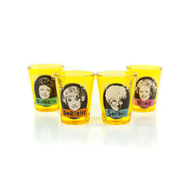Mini verres jaunes à 2 onces The Golden Girls | Ensemble de 4