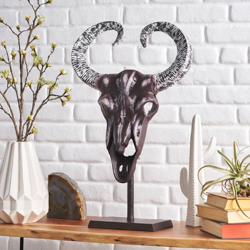 Décor tête de taureau Aluminium fabriqué à la main avec support