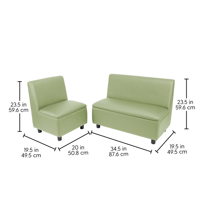 Ensemble 2 pièces de fauteuil et canapé modulaire Kid Comfort - vert fougère, Vert fougère