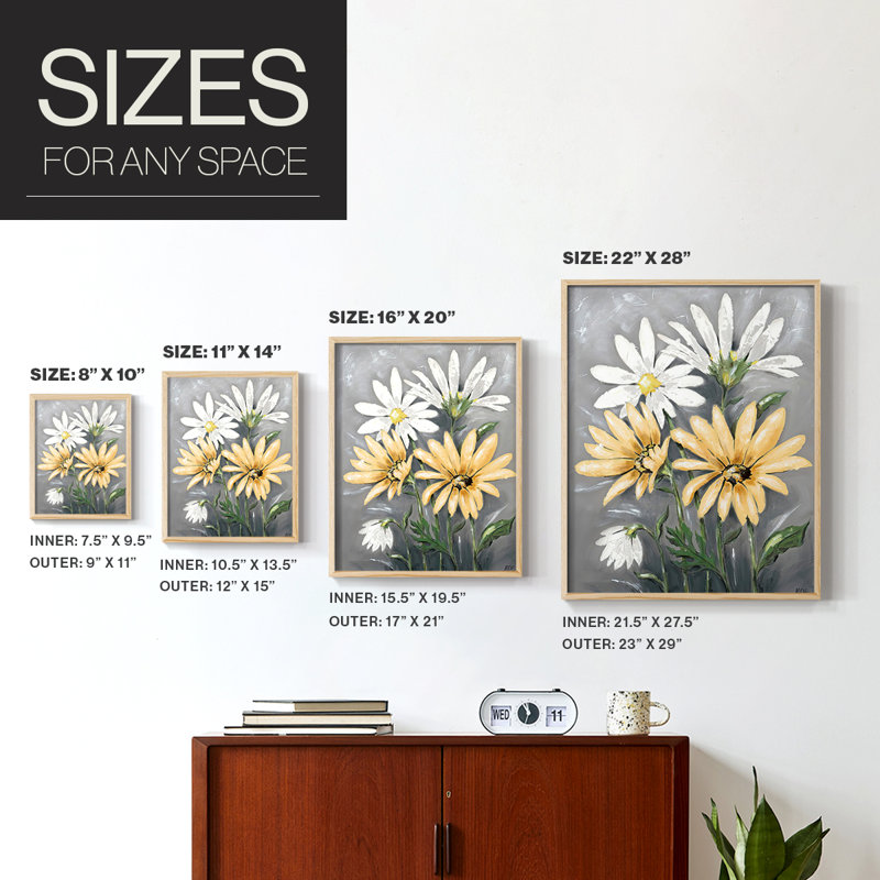 SummerDaisiesII Framed Print - Solid Wood, 15" H x 12" W
