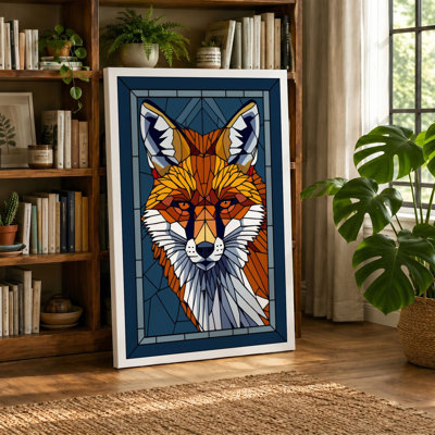 Geometric Fox Icon Art Deco - Wrapped Canvas